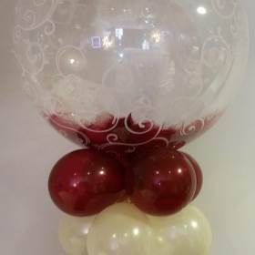 Deco bubble burgundy feathers