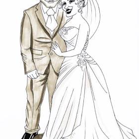 Bride and Groom - Caricature for Wedding Guests to Sign!