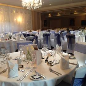 Chilston Park Hotel Venue Decor - Starlight Backdrop, Chair covers & Swagging