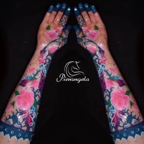 Sleeve Painting Roses, Glitter . Lace and Diamante