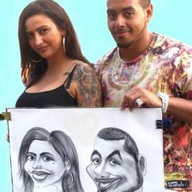 indian couple caricature
