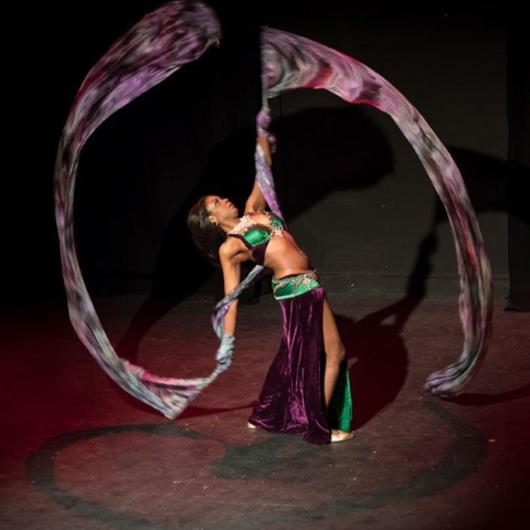 Dancing with ribbon veils