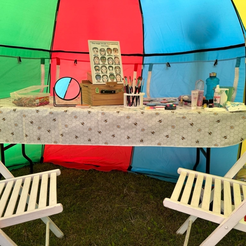 face painting set up